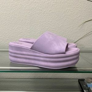 Purple platform wedge slides